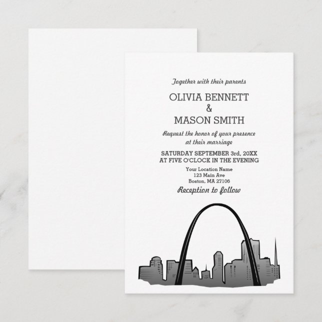 Faire-part de mariage Cityscape St Louis Skyline (Devant / Derrière)