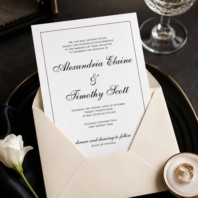 Faire-part de mariage classique à l'encre noire et (Créateur téléchargé)