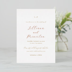 Faire-part de mariage classique à monogramme neutr