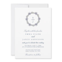 Faire-part de mariage classique à motif floral ble