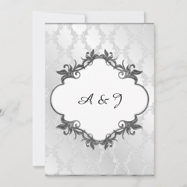 Faire-part de mariage classique argent (Devant)