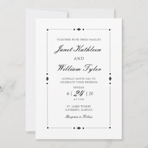 Faire-part de mariage classique Art déco vintage