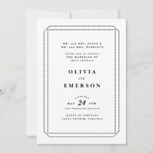 Faire-part de mariage classique blanc et noir, for