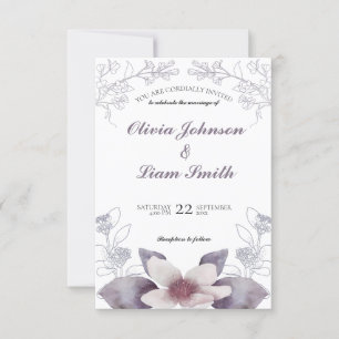Faire-part de mariage classique de fleurs d'aquare