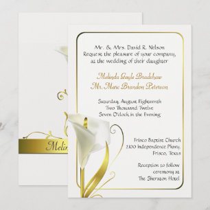 Faire-part de mariage classique de l'ivoire Calla