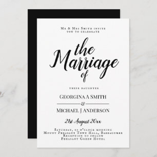 Faire-part de mariage classique de typographie noi