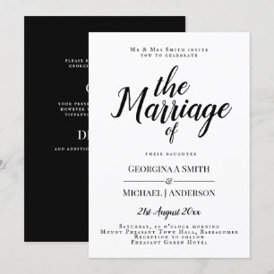 Faire-part de mariage classique de typographie noi