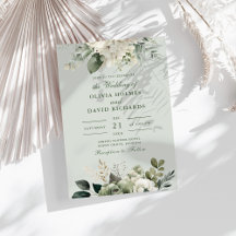 Faire-part de mariage classique floral vert sauge