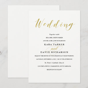 Faire-part de mariage classique glamour Faux Gold