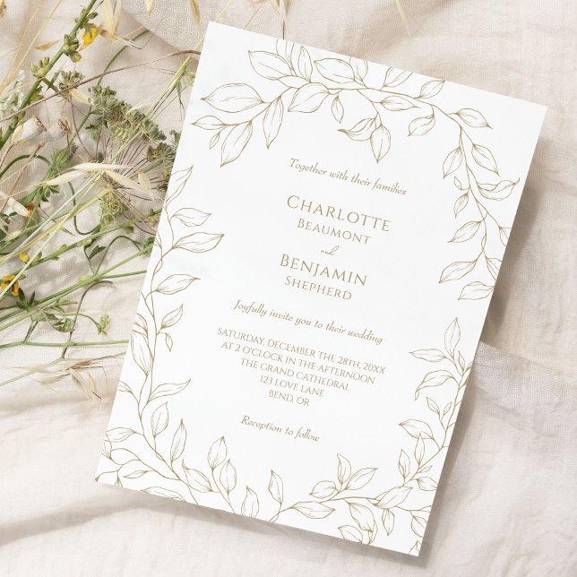 Faire-part de mariage classique Gold Green (Créateur téléchargé)