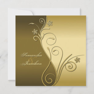 faire-part de mariage Classy Brown Gold Floral