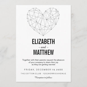 Faire-part de mariage  coeur géométrique  Carte in