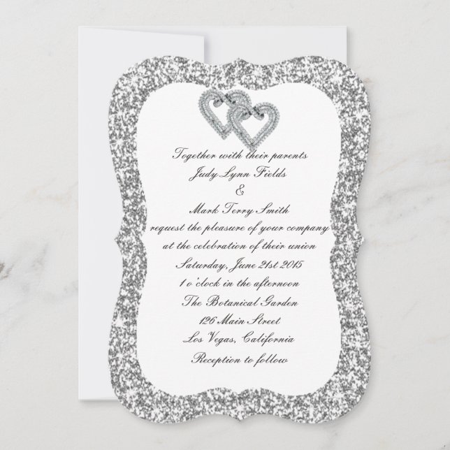 Faire-part de mariage Coeurs Diamants Parties scin (Devant)