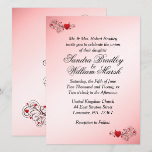 Faire-part de mariage Coeurs romantiques