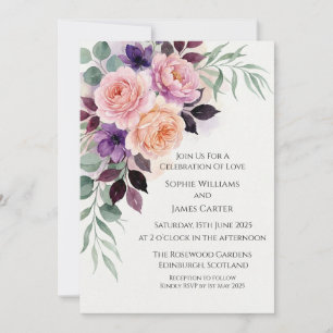 Faire-part de mariage Coin Rose Blush Plum