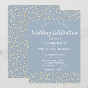 Faire-part de mariage Confetti Dusty Blue Hearts