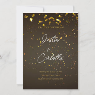 Faire-part de mariage Confetti Noir et Or