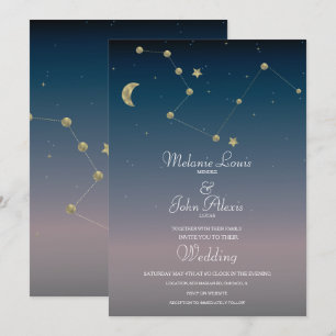 Faire-Part de Mariage Constellation de Lune en Feu