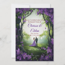 Faire-part de mariage contes de fées floraux viole