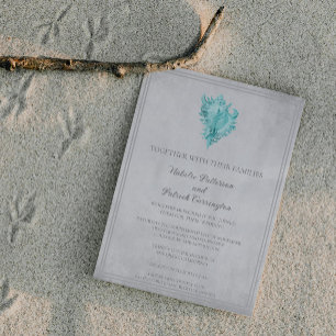 Faire-part de mariage Coque conique turquoise