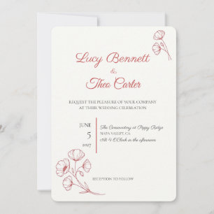 Faire-part de mariage Coquelicot Écarlate