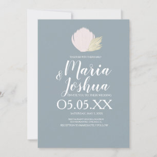 Faire-part de mariage coquillage plage Pampas