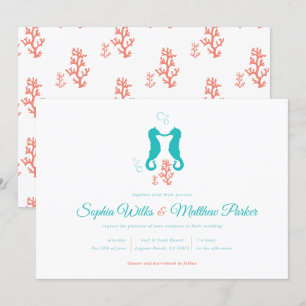 Faire-part de mariage corallien turquoise