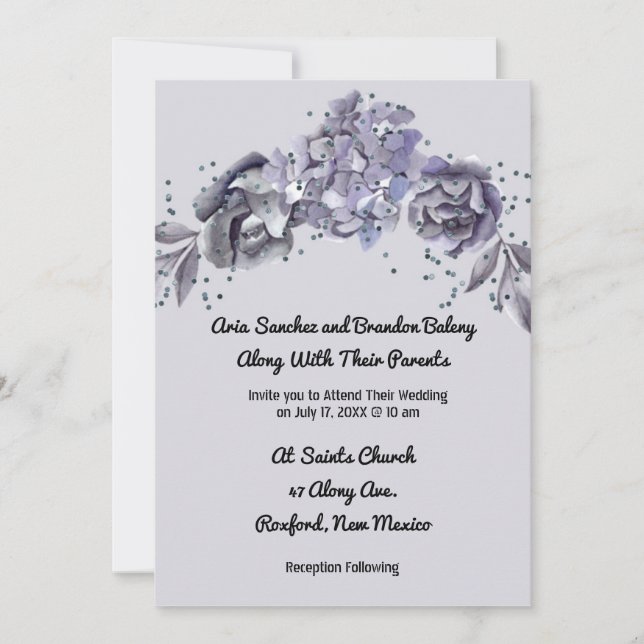 Faire-part de mariage correspondant Ardoise BleueI (Devant)