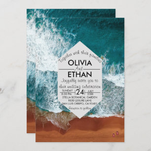 Faire-part de mariage côtière bleu marine classiqu