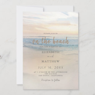 Faire-part de mariage coucher de soleil sur la pla