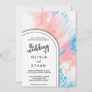 Faire-part de mariage couleur abstraite aquarelle