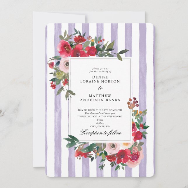 Faire-part de mariage couleur lilas pastel (Devant)