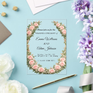 Faire-part de mariage Couronne florale romantique
