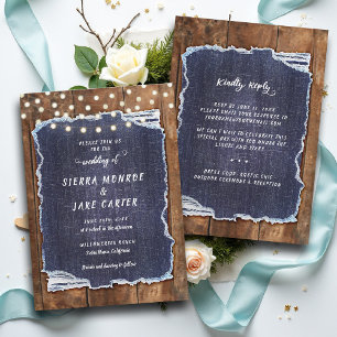 Faire-part de mariage Cowboy Country Denim Rustiqu