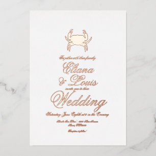 Faire-part de mariage crabe de plage en feuille d'