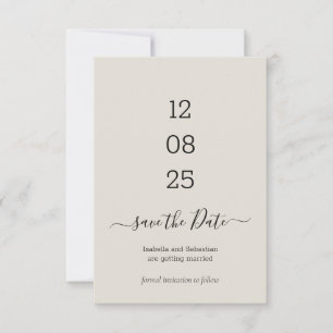 Faire-part de mariage crème à date neutre