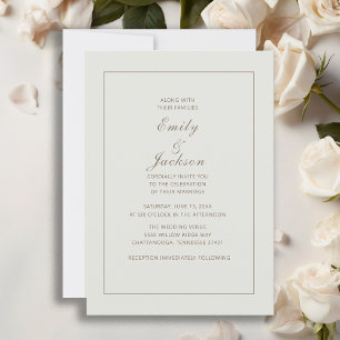 Faire-part de mariage crème marron élégant moderne