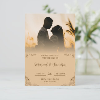 Faire-part de mariage crème simple et marron