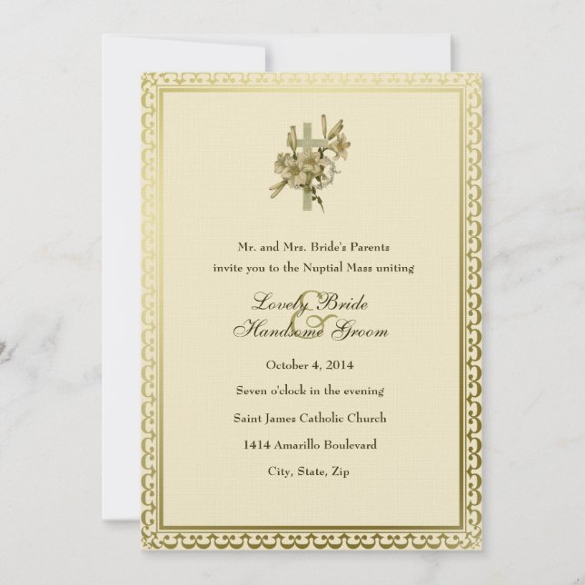 Faire-part de mariage croisé en ivoire de (Devant)