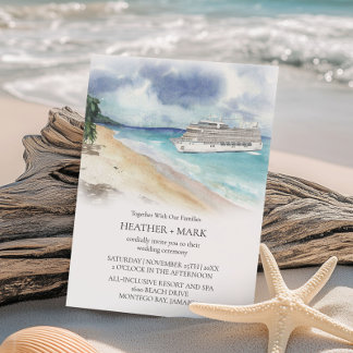 Faire-Part de Mariage Croisière sur une Plage Trop