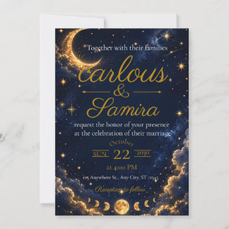 Faire-part de mariage Croissant de Lune Romantique