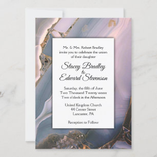 Faire-part de mariage d'âge en marbre rose et gris