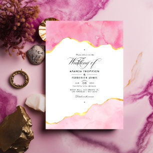 Faire-part de mariage d'âge rose et or