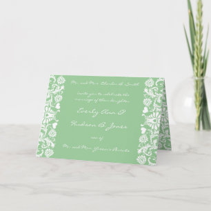 Faire-part de mariage damassé Blanc-Sage Vert Choi