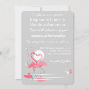 faire-part de mariage d'amour Flamant rose