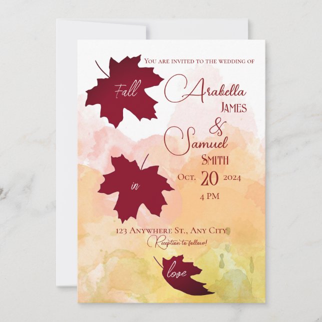 Faire-part de mariage d'amour minimaliste rouge (Devant)