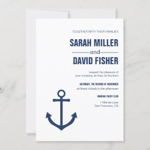 Faire-part de mariage d'Ancre bleu marine