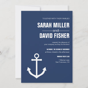 Faire-part de mariage d'Ancre bleu marine