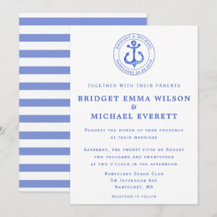 Faire-part de mariage d'Ancre bleu marine