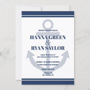 Faire-part de mariage d'Ancre bleu marine